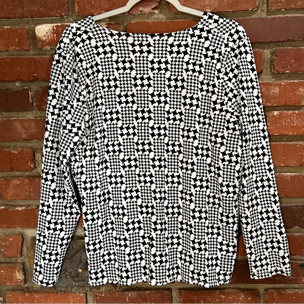 Talbots women's houndstooth style print faux wrap‎ 3/4 sleeve blouse size 1x - Picture 2 of 13